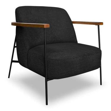 Imagem de Poltrona Decorativa Eros Linho Bouclê com Base de Ferro Preto - SSX Mu