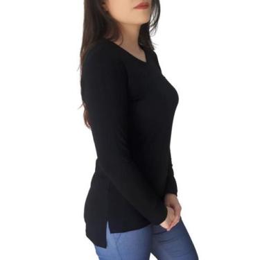 Imagem de Blusa Manga Longa Sobre Legging Feminina Alongada Mullet em Malha - MA