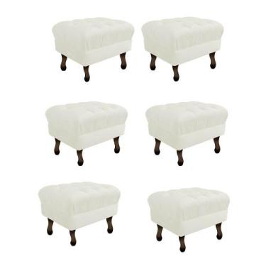 Imagem de Kit 06 Puff Retrô Capitonê Decorativo  Pé em Madeira Sala de Estar Rec