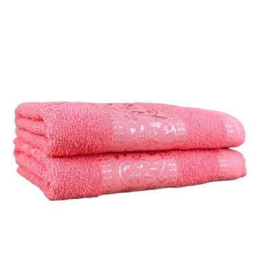 Imagem de Kit 2 Toalha De Rosto Banheiro 80x50cm - Extra Grande - DRKZA, Coral
