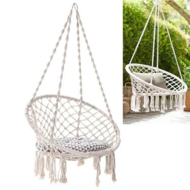 Imagem de Rede Cadeira de Balanço de Algodão Suspensa Quintal Varanda Descanso T