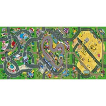 Imagem de Tapete Infantil Criança Grande Pista Carrinho Corrida Carros 2x1m