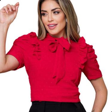 Imagem de Blusa Feminina Evangélica Social Babado Com Gola De Laço - LOOK MODAS 