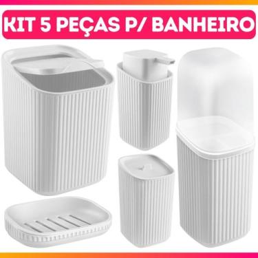 Imagem de Conjunto 5 Acessórios De Banheiro Kit Completo Porta Escova De Dente A
