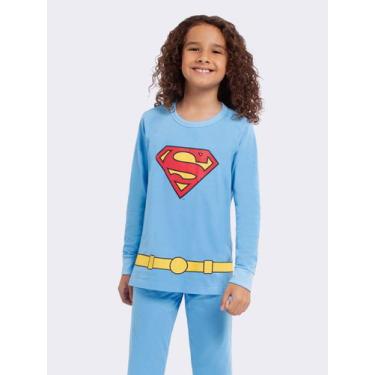 Imagem de Pijama Manga Longa Slimfit Superman - Veggi, Azul, 14, Meninos