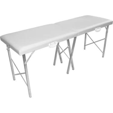 Imagem de Maca dobrável portátil BRANCA Premium - Estética/Hospitalar - 230kg - 