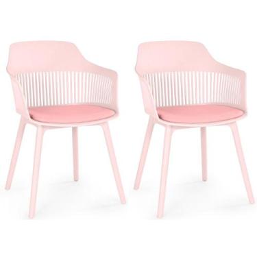 Imagem de Kit 2 Cadeiras de Jantar Estofada Marcela - Rosa - Magazine Decor