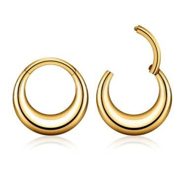 Imagem de ZYTAIJEW Ouro/Prata 16G G23 Titânio Septo Daith Brincos Clicker Nose Ring Facing Rook Tragus Piercing Joias para Pele Sensível Argola Articulada Diâmetro 8 mm/10 mm, Titânio, Sem Pedra Preciosa