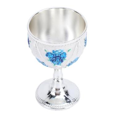 Imagem de 30ml Metal Rosa Vidro Esculpido Rosa Em Relevo Ornamento de Taça para Casa Bar Viagem w Decoração de Festa Prata e Er (Flor Azul Prateada)
