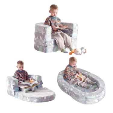 Imagem de Tiita Sofá-cama infantil 3 em 1, sofá confortável de pelúcia para cadeira de criança, camas de viagem para crianças conversíveis, sofá infantil dobrável com alça de transporte lavável para meninas e