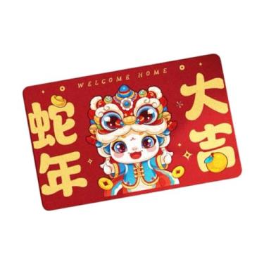 Imagem de Ioensy Ano novo chinês tapete de porta tapete de chuveiro para interior ao ar livre capacho área para casa festa garagem festival, Dança Do Leão 50cmx80cm