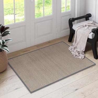 Imagem de Lahome Tapete de cozinha de fazenda, tapete de porta 2 x 3 para entrada interna, lavável, tapetes de banheiro pequenos para quarto, tapete antiderrapante neutro para pia de cozinha, cinza