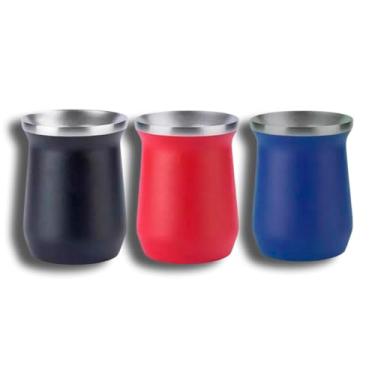 Imagem de Kit 3x Cuia Térmica Chimarrão Café Chá Erva Tererê 240 ML - XTUNED (PRETO/AZUL/VERMELHO)