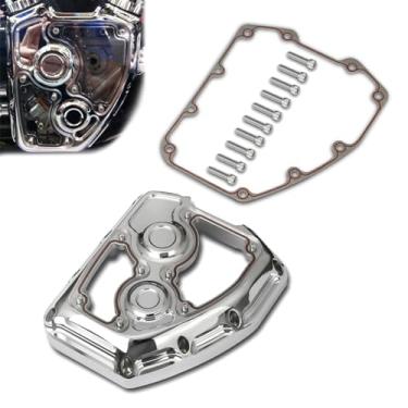 Imagem de ALLOYFORGE Capa de Came Transparente Cromada Clarity para Motores Harley-Davidson Twin Cam Touring Street Glide Road King 2006-2016 Softail Fat Boy 2001-2017 Dyna Motorcycle Usinag (Tudo Cromado)