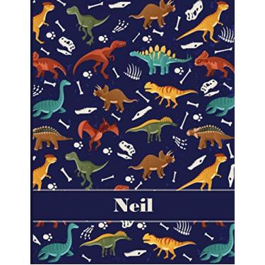 Imagem de Neil: Personalized Name Composition Notebook For Kids, Dinosaur Journal , Wide Ruled Comp Book For Boys Grades K-2,Preschool, Kindergarten (8.5'' x 11'') 110 Pages