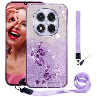 Imagem de CCSmall Capa para Xiaomi Redmi Note 14 Pro 5G Bling Cordão transversal para mulheres e meninas, flor de diamante com glitter com alça de ombro e pulseira linda capa brilhante para Redmi Note 14 Pro 5G