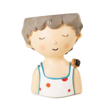 Imagem de Cachepot Vaso Menino Regata De Bolinhas Plantas Suculentas