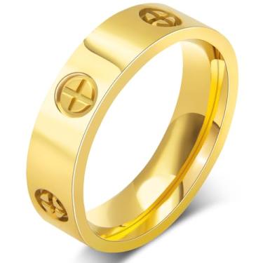 Imagem de Anéis de ouro da amizade para mulheres: aliança de casamento anel de ouro 18k zircônia cúbica anel de compromisso de aço inoxidável joias presentes de aniversário para mulheres, tamanho 6-10, Size 9, Metal, Zircônia cúbica