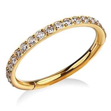 Imagem de FINE4U Piercing de argola de titânio ASTM F136 16G 18G 6 mm 8 mm 10 mm 11 mm 12 mm - Clicker hipoalergênico articulado para septo, cartilagem, concha, hélice, torre, tragus, daith, 16G, 10mm, Titânio