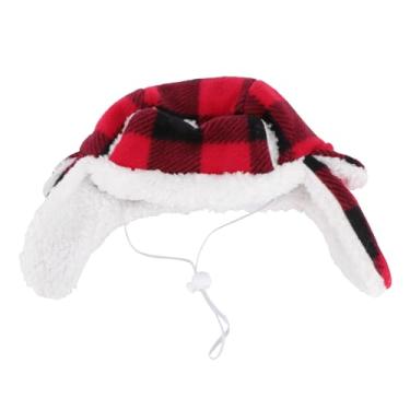 Imagem de TEHAUX 1 gorro adorável de pelúcia para animais de estimação, boina quente para fantasia de inverno (preto, vermelho) - Suprimentos para animais de estimação