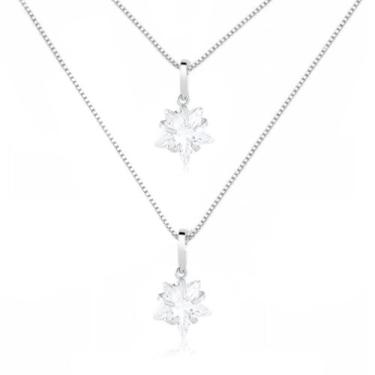 Imagem de Colar Ponto Luz Duplo Prata Maciça 925 50cm Ping. Estrela - Lojas La&N