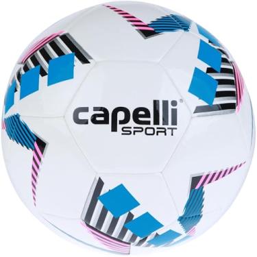 Imagem de Capelli Sport Bola de futebol tamanho 5, bola de futebol básica de qualidade FIFA da equipe Star Cubes para jogadores jovens e adultos, treinamento ao ar livre e interno, azul neon
