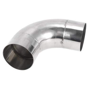 Imagem de Motoforti Tubo de escape de mandril de 90 graus DIY personalizado carro modificado tubulação tubulação 89 mm/3,5" OD 150 mm/5,91" comprimento da perna T316 aço inoxidável prateado
