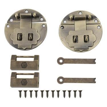 Imagem de Conjunto de Trava de Trava Hasp Vintage, Liga de Liga Antiga de Zinco Captura de Travamento Com Orifício de Cadeado para Jóias de Jóias Artesanato de Gabinete de Jóias (5,2 cm de