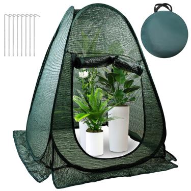 Imagem de 1 peça tenda de sombra de planta pop-up, 71 x 71 x 81 cm com zíper para porta planta sombra pano resistente a UV cobertura de plantas barraca protetor solar verde rede jardim proteção solar com