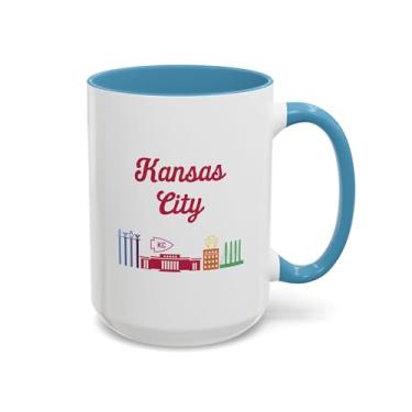 Imagem de Caneca de café Kansas Accent (11, 425 g) - Copo de lembrança vintage do estado, presente de lembrança do mapa do Kansas, xícara de chá do viajante do meio-oeste, Kansas