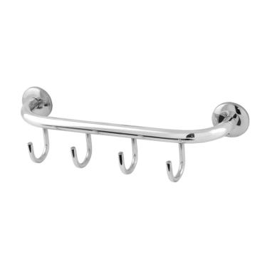 Imagem de Cabide Suporte Roupas Aço Inox Alumínio 4 Ganchos