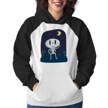 Imagem de Moletom Feminino Esqueleto - Foca na Moda, Branco, Preto, GG