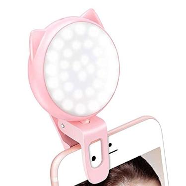 Imagem de OURRY Anel de luz com clipe de selfie, mini luz recarregável de brilho ajustável de 9 níveis com 32 LEDs, 2 a 8 horas, iluminação flash USB para fotografia de celular iPhone/Android, vídeo, vlogging -