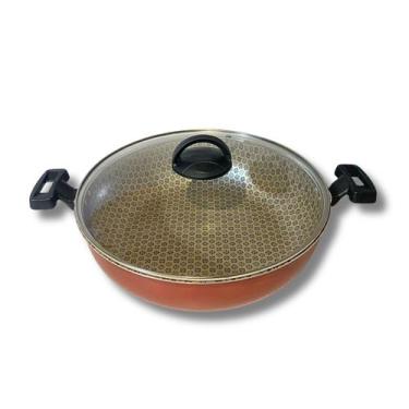 Imagem de Panela, Paellera, Frigideira Paella Wok 30 cm Antiaderente Preta + Esp