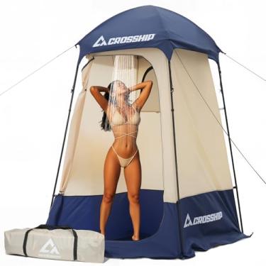 Imagem de Tenda de chuveiro externa - CROSSHIP Tenda de chuveiro de acampamento de 215 cm de altura com mosca de chuva removível - abrigo de privacidade de 152 cm de largura para banheiro ao ar livre, vestiário