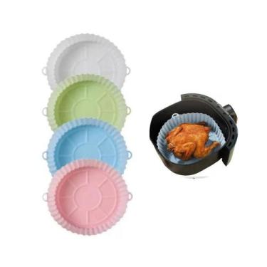 Imagem de Forma Silicone Air Fryer Kit 4 Unidades Reutilizável Cesta Redonda For