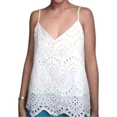 Imagem de N0106-Blusa Regata Feminina Lese Laise Rechilieu Branca Plus Size - Xu