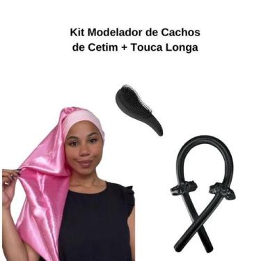 Imagem de Anny Beleza- Kit Touca Longa de Cetim com Faixa - Modelador de Cachos 