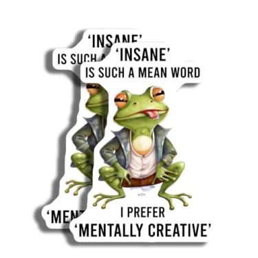 Imagem de Adesivo de sapo engraçado - citação de sapo insano - adesivo mentalmente criativo - adesivo de animal peculiar - decalque de vinil de sapo exclusivo - decoração divertida para laptop - decoração