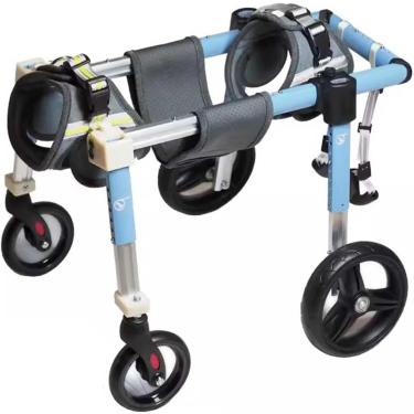 Imagem de Cadeira de rodas móvel para cães de alumínio com 4 rodas - Suporte ajustável para animais de estimação para Dachshunds com deficiência - Dispositivo de caminhada assistida por, Azul, XL