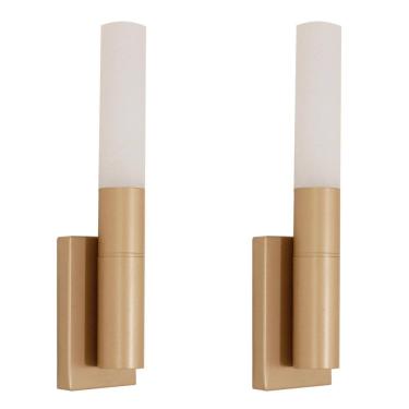 Imagem de Kit 2 Luminárias Parede Arandela Tubo 1 Difusor Champagne