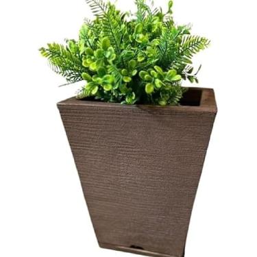 Imagem de Vaso De Planta Coluna Quadrada Com Prato Pp (marrom)