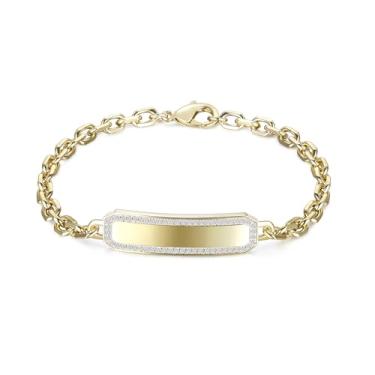 Imagem de TRUMIUM Pulseiras de corrente de elos banhados a ouro 18 k para homens e mulheres 5 mm ID zircônia cúbica pulseira masculina comprimento da corrente de ouro 18 a 23 cm, Length 8.3 inches, Aço