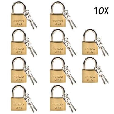 Imagem de 10 Cadeados Pado Lt 40mm 20 Chaves Não Enferruja Resistente