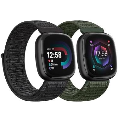 Imagem de AVOD Pulseiras de nylon compatíveis com Fitbit Versa 3/Fitbit Sense, pulseira de substituição ajustável esportiva respirável macia acessórios de pulseira feminina masculina