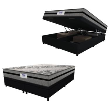 Imagem de Cama Box Baú Casal Queen Colchão Gazin Com Molas Ensacadas Rubi 158x198x73cm Suede