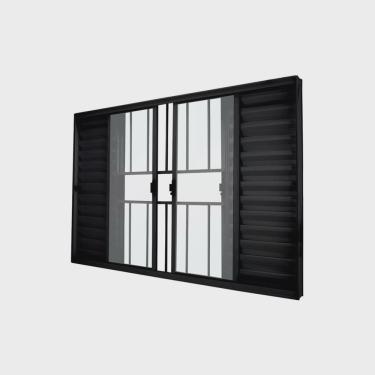 Imagem de Janela Veneziana Abertura Central 6 Folhas Grade Vidro Liso Incolor 100x100cm Exclusiva Esquadrias