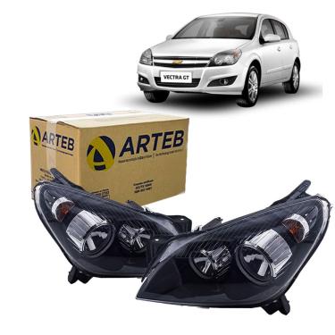 Imagem de Par Farol Mascara Negra Hatch Arteb Vectra 2006 A 2008