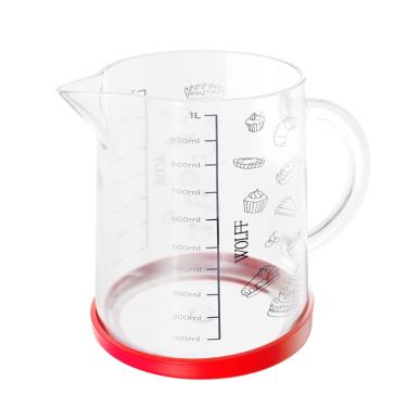 Imagem de Jarra medidora vidro borossilicato c/fundo silicone wolff 1L