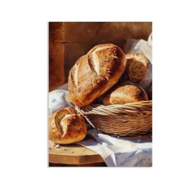 Imagem de ZUJGHSJG Pintura em tela vintage cozinha comida padaria café pão aveia pintura moderna arte de parede cozinha café restaurante decoração de casa 70 x 50 cm (28 x 20 pol) somente tela